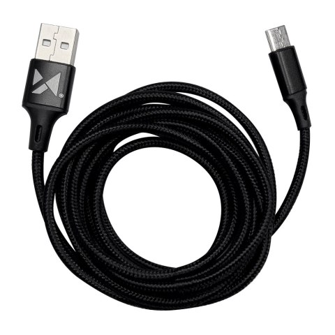 Mocny kabel przewód w oplocie USB USB-C 2.4A 1m czarny