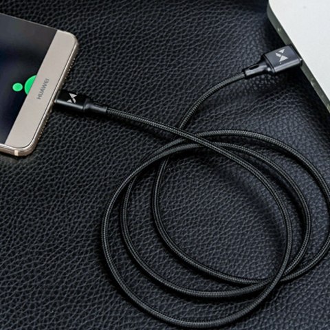 Mocny kabel przewód w oplocie USB USB-C 2.4A 1m czarny