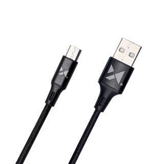 Mocny kabel przewód w oplocie USB microUSB 2.4A 1m czarny