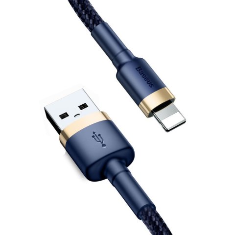 Wytrzymały nylonowy kabel przewód USB Iphone Lightning QC3.0 1.5A 2M niebieski