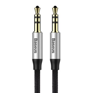 Yiven M30 przewód kabel audio stereo AUX 3.5 mm męski mini jack 1m srebrno-czarny