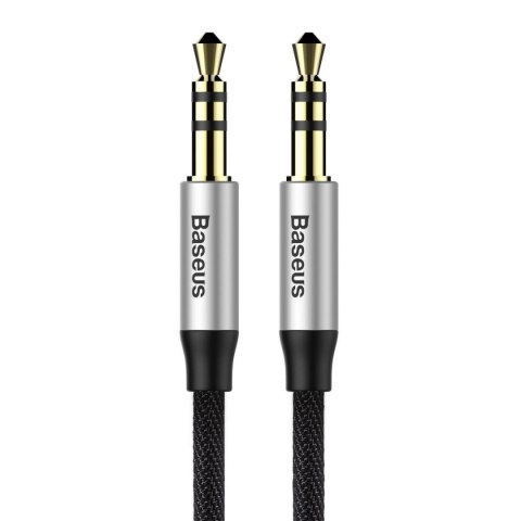 Yiven M30 przewód kabel audio stereo AUX 3.5 mm męski mini jack 1m srebrno-czarny