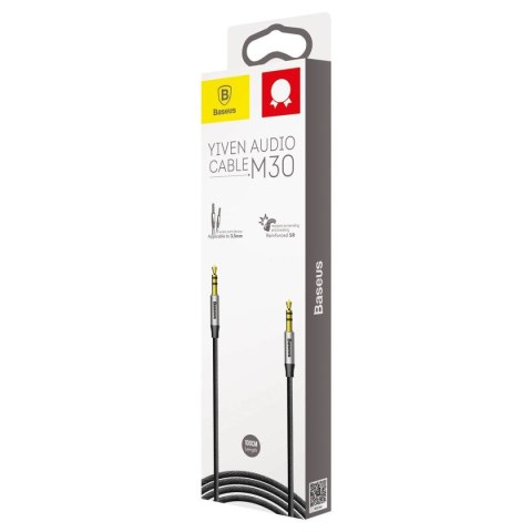 Yiven M30 przewód kabel audio stereo AUX 3.5 mm męski mini jack 1m srebrno-czarny