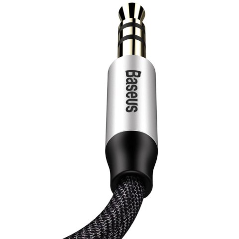 Yiven M30 przewód kabel audio stereo AUX 3.5 mm męski mini jack 1m srebrno-czarny