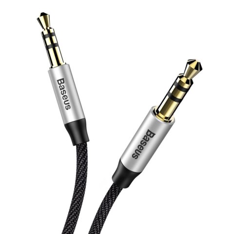 Yiven M30 przewód kabel audio stereo AUX 3.5 mm męski mini jack 1m srebrno-czarny