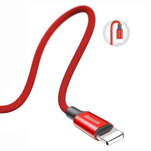 Kabel przewód w materiałowym oplocie USB - iPhone Lightning 1.8m - czerwony