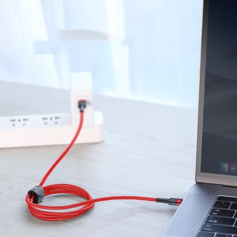 Wytrzymały kabel przewód w oplocie USB-C do USB-C QC3 2m - czarno-szary