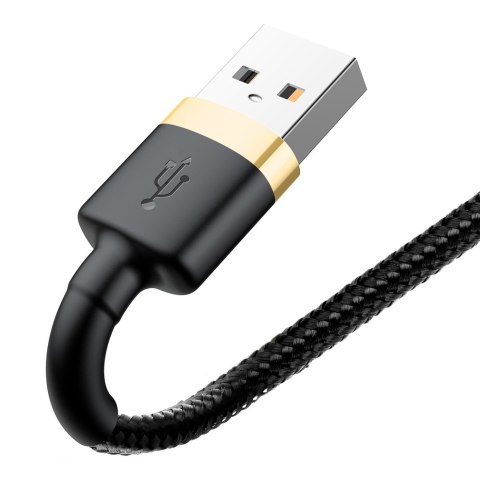 Wytrzymały kabel przewód w oplocie USB do iPhone Lightning QC3 1m - czarno-złoty