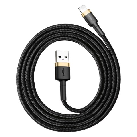 Wytrzymały kabel przewód w oplocie USB do iPhone Lightning QC3 1m - czarno-złoty