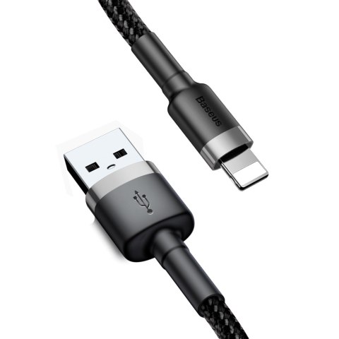 Wytrzymały kabel przewód w oplocie USB do iPhone Lightning QC3 2m - czarny