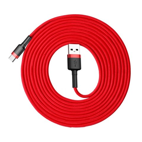 Wytrzymały nylonowy kabel przewód USB - USB-C QC3 3m - czerwony