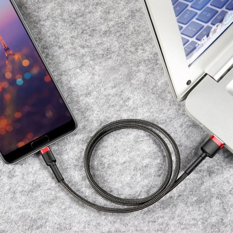 Wytrzymały nylonowy kabel przewód USB - USB-C QC3 3m - czerwony