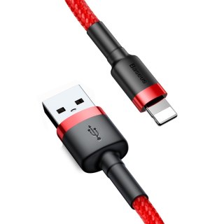 Wytrzymały nylonowy kabel przewód USB - iPhone Lightning QC3 3m - czerwony