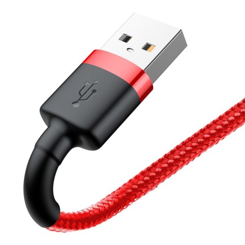 Wytrzymały nylonowy kabel przewód USB - iPhone Lightning QC3 3m - czerwony