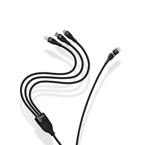 Kabel przewód 4w1 USB+USB-C do USB-C / iPhone Lightning / micro USB 1.2m - niebieski