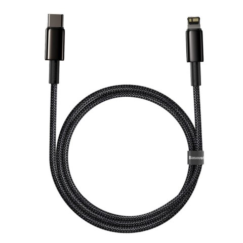 Kabel przewód do iPhone USB-C - Lightning szybkie ładowanie 20W 1m - cały czarny