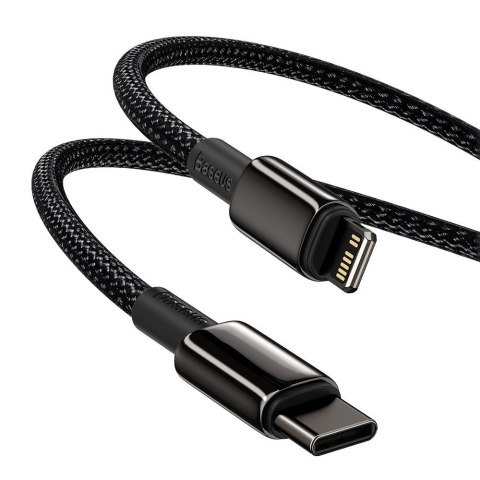 Kabel przewód do iPhone USB-C - Lightning szybkie ładowanie 20W 1m - cały czarny