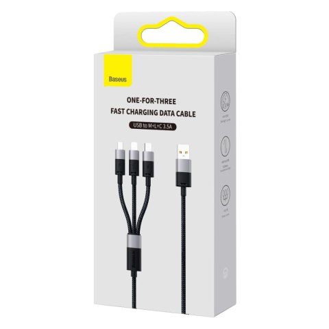 Kabel przewód do telefonu StarSpeed 3w1 USB - micro USB / iPhone Lightning / USB-C 1.2m - czarny