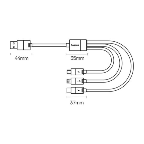 Kabel przewód do telefonu StarSpeed 3w1 USB - micro USB / iPhone Lightning / USB-C 1.2m - czarny