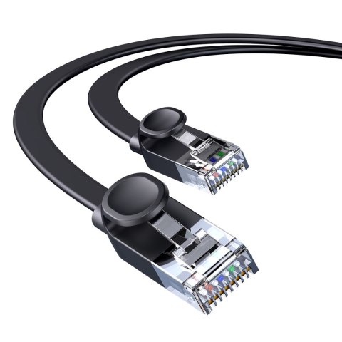 Kabel sieciowy płaski Patchcord RJ45 Speed Six 1000Mbps 10m - czarny