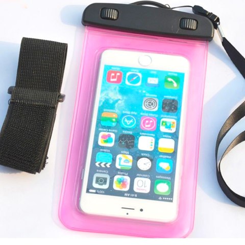 Wodoodporny pokrowiec etui do telefonu z opaską armband PVC - przezroczyste