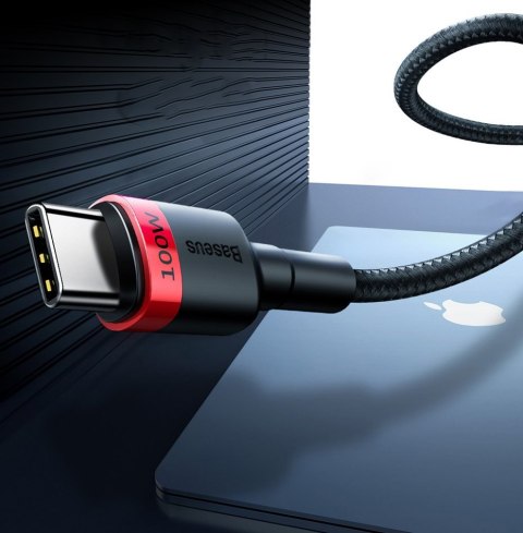 Cafule nylonowy kabel przewód USB-C Power Delivery 2.0 100W 20V 5A 2m szary