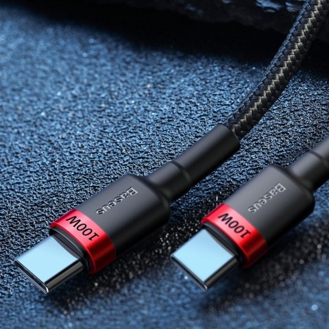 Cafule nylonowy kabel przewód USB-C Power Delivery 2.0 100W 20V 5A 2m szary