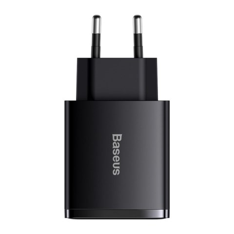 Compact szybka ładowarka sieciowa 2x USB USB-C 30W 3A PD QC czarny