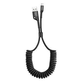 Kabel przewód do Iphone sprężynowy USB - Lightning Fish Eye 1m czarny