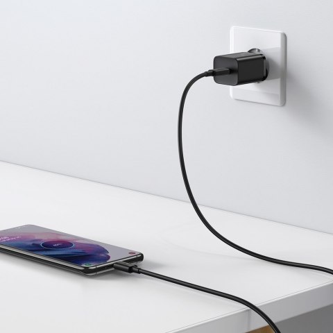 Szybka ładowarka sieciowa Super Si QC PD 25W 3A + kabel USB-C 1m czarny