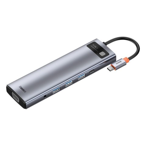 Wielofunkcyjny HUB replikator portów USB-C Metal Gleam 11w1 szary