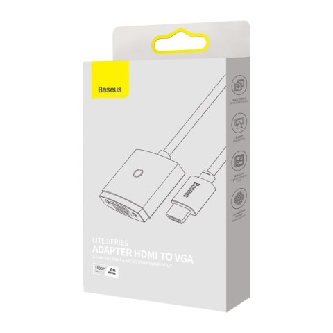 Przejściówka adapter HDMI do VGA + minijack 3.5mm zasilanie microUSB Lite Series biały