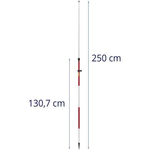 Tyczka geodezyjna pod pryzmat lustro składana śr. 24.5mm długość 2.5m