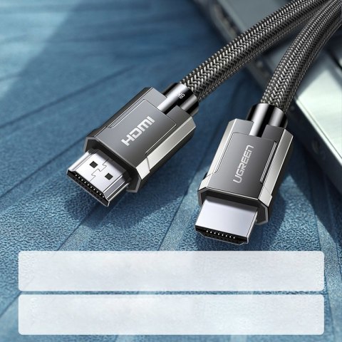 Kabel przewód HDMI 2.1 8K 4K 3D 48Gbps HDR VRR QMS ALLM eARC QFT 2m szary