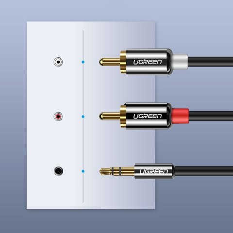 Kabel przewód audio 3.5mm mini jack - 2RCA 2m czarny