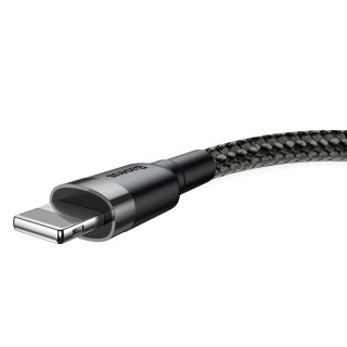 Wytrzymały kabel w oplocie do iPhone USB - Lightning QC3.0 2.4A 1m czarno-szary