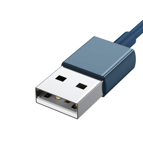 3w1 kabel przewód uniwersalny USB - Lightning / USB-C / micro USB 3.5A 1.5m niebieski