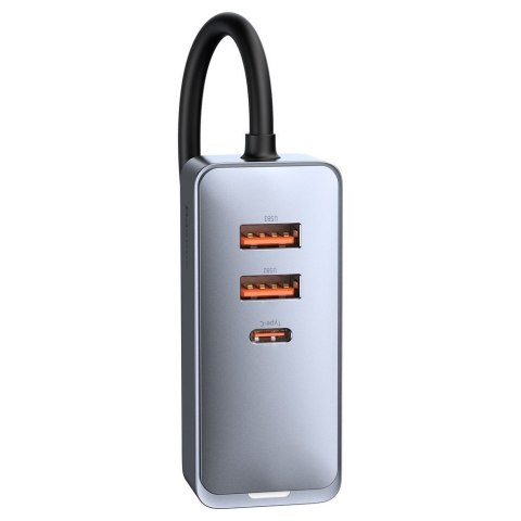 Ładowarka samochodowa rozdzielacz 3x USB + USB-C 120W PPS QC PD szary