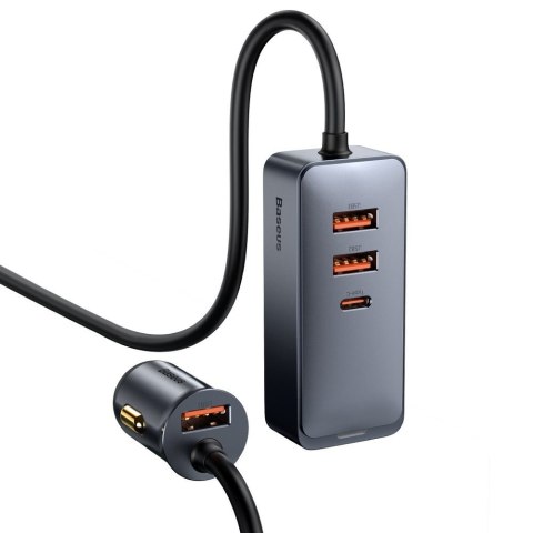 Ładowarka samochodowa rozdzielacz 3x USB + USB-C 120W PPS QC PD szary