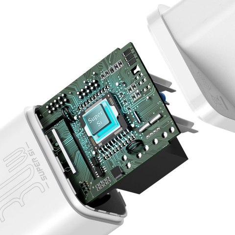 Super szybka ładowarka sieciowa Si 1C USB-C 30W PD QC biały