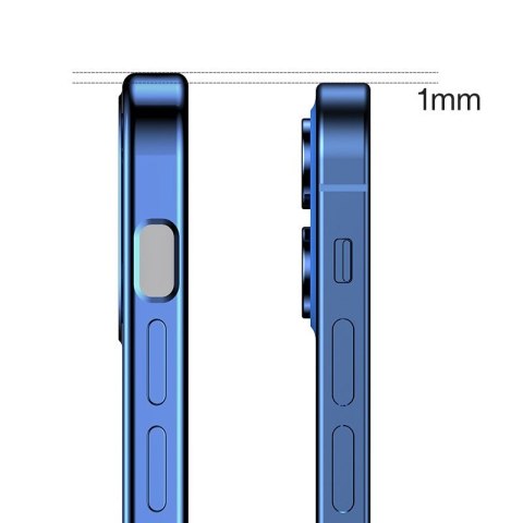 Ultra cienkie przezroczyste etui z metaliczną ramką do iPhone 12 Pro Max ciemno-niebieski