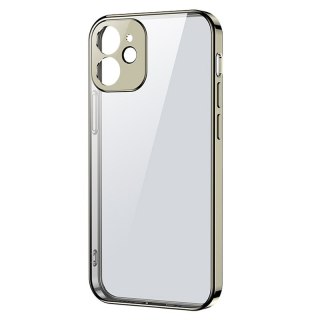 Ultra cienkie przezroczyste etui z metaliczną ramką do iPhone 12 Pro Max złoty