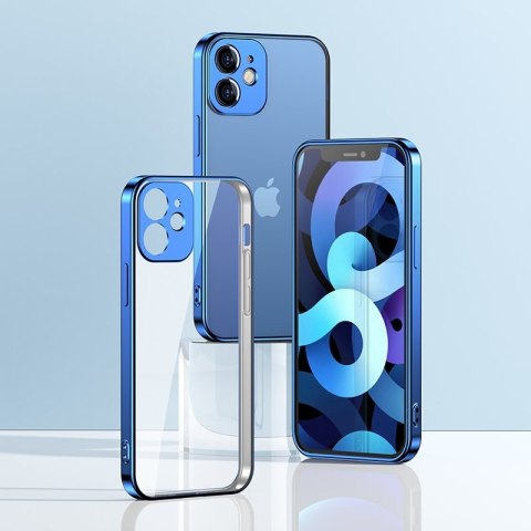 Ultra cienkie przezroczyste etui z metaliczną ramką do iPhone 12 Pro czarny