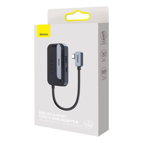 6w1 Rozdzielacz portów PadJoy HUB USB do tabletu smartfona USB-C HDMI SD TF ciemnoszary