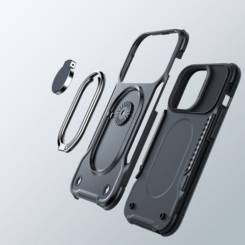 Etui do iPhone 14 pancerny pokrowiec z podstawką uchwytem ring holder czarne