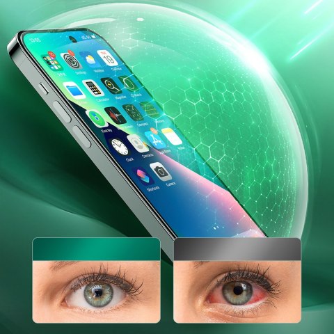 Zielone szkło hartowane do iPhone 14 Pro z filtrem Anti Blue Light na cały ekran Knight