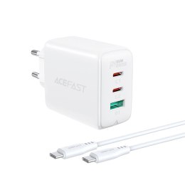 2w1 Ładowarka sieciowa 2x USB-C USB 65W + kabel USB-C biały