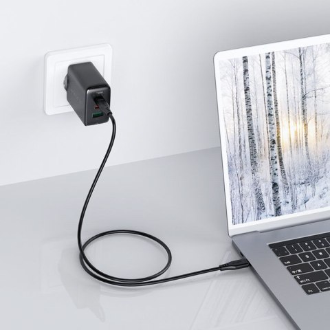 2w1 Ładowarka sieciowa 2x USB-C USB 65W + kabel USB-C czarny