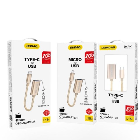 Adapter przejściówka kabel OTG z USB na USB-C szary