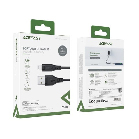 Kabel przewód do iPhone MFI USB - Lightning 2.4A 1.2m czarny